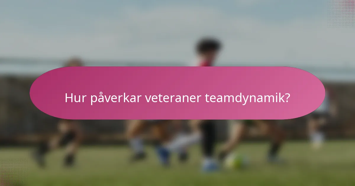 Hur påverkar veteraner teamdynamik?
