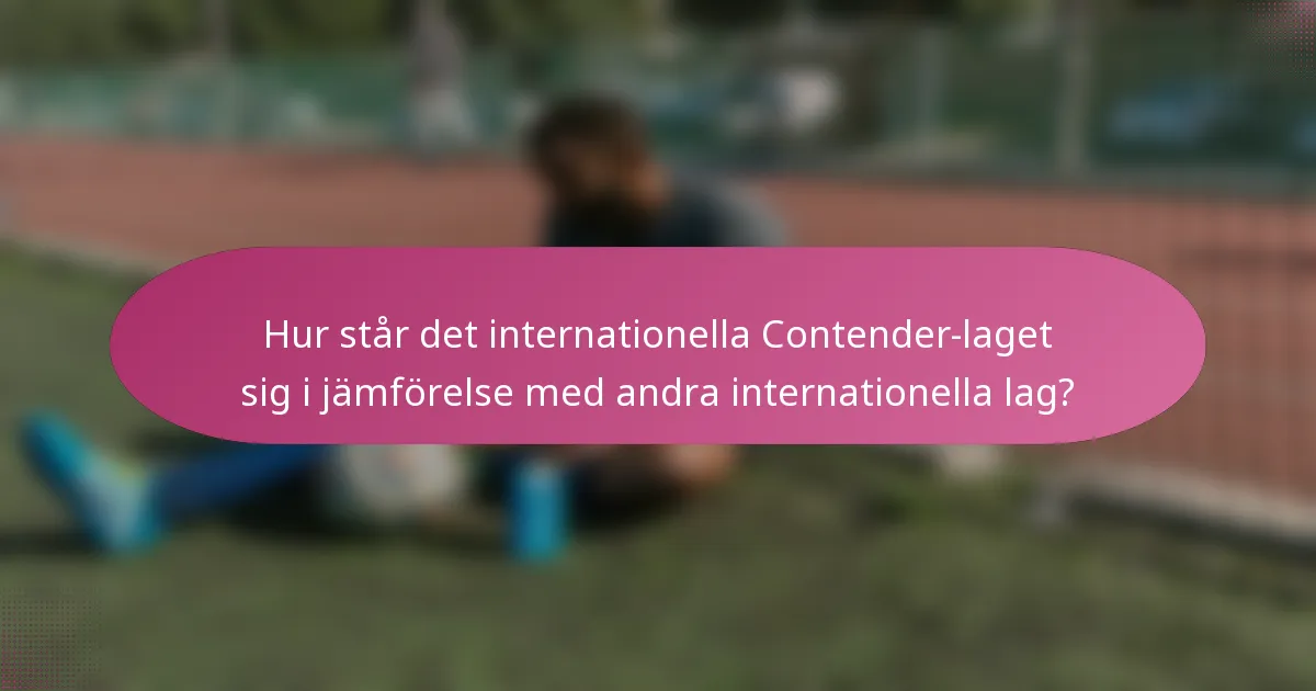 Hur står det internationella Contender-laget sig i jämförelse med andra internationella lag?