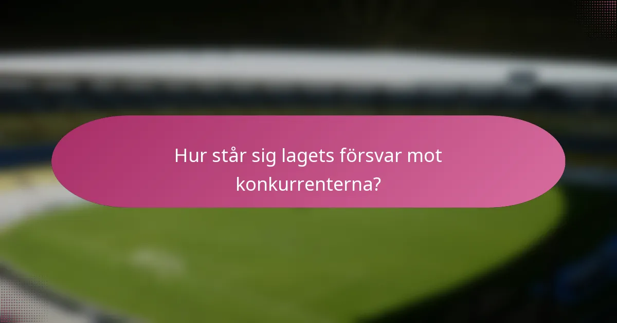 Hur står sig lagets försvar mot konkurrenterna?