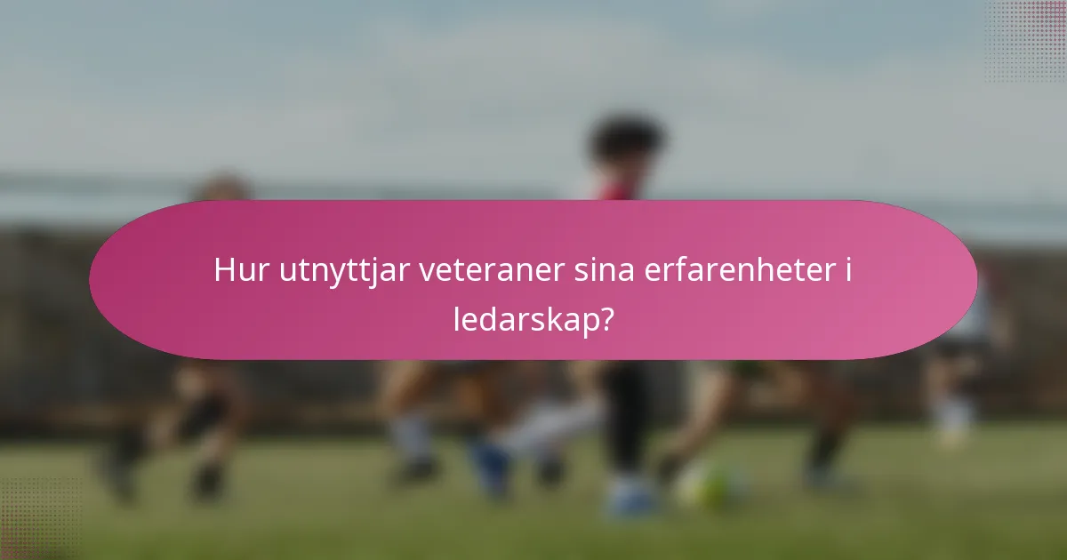 Hur utnyttjar veteraner sina erfarenheter i ledarskap?