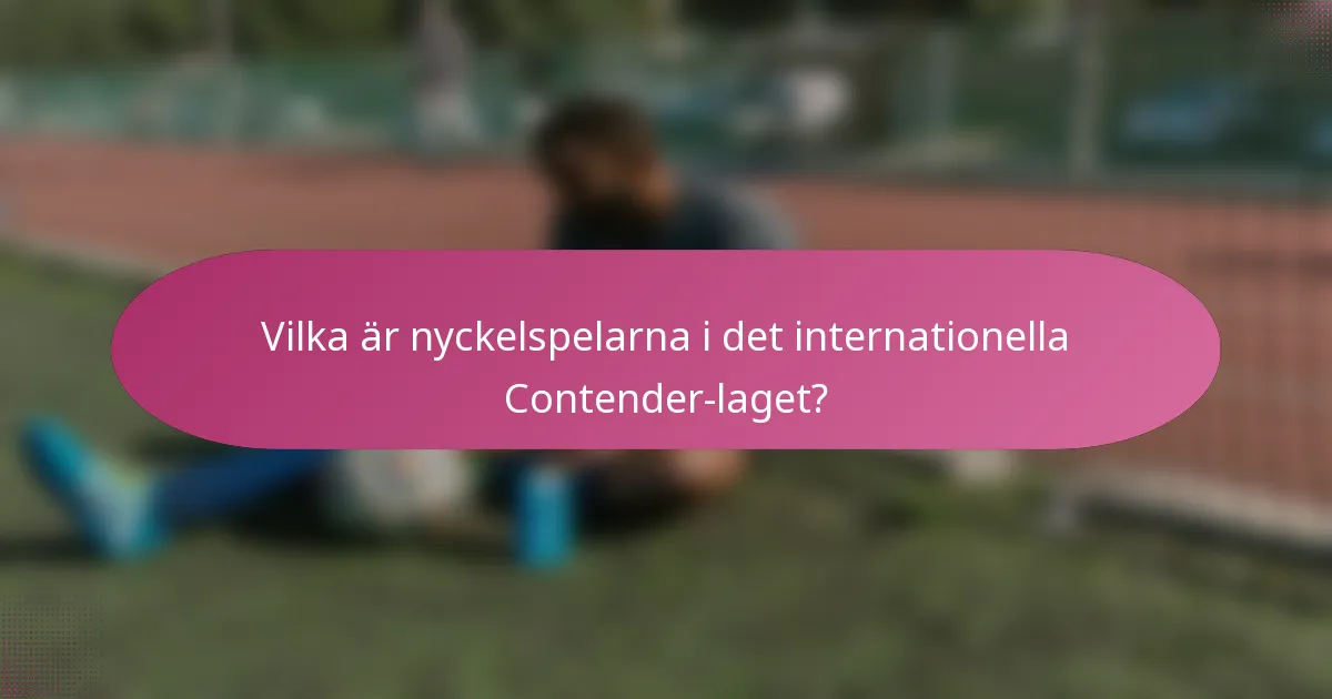 Vilka är nyckelspelarna i det internationella Contender-laget?